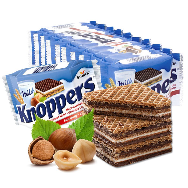 Knoppers 低糖低脂餅乾牛奶子巧克力威化餅【商品敘述】有人說它，咬一口，可定情；有人說它，沒吃過永遠不懂，吃過的不說都懂。它是一款能誘惑全世界的甜品，也是今天的主角！如果說馬卡龍是甜品界的LV，