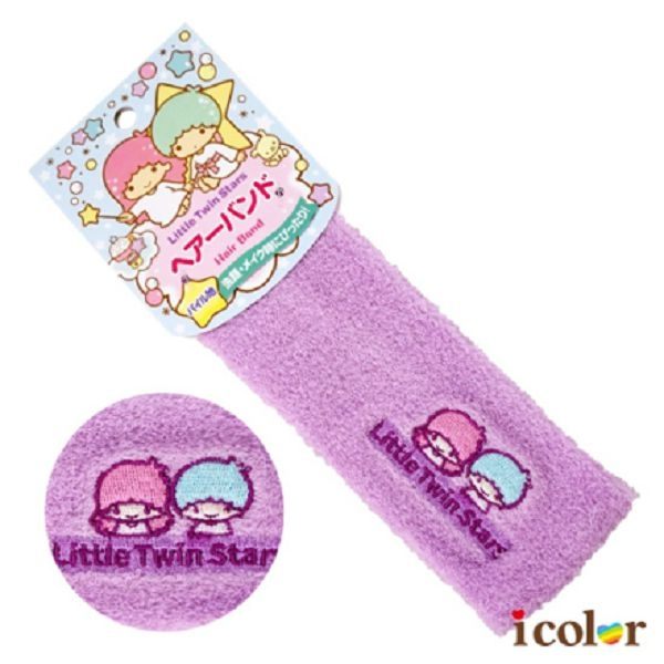 icolor 三麗鷗 KIKI LALA雙子星刺繡寬版髮帶 運動髮帶