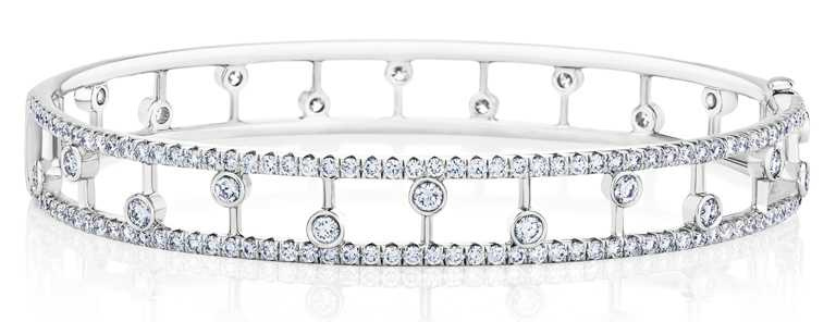 DE BEERS「Dewdrop」系列18K白金鑽石手環╱349,000元。（圖╱DE BEERS提供）