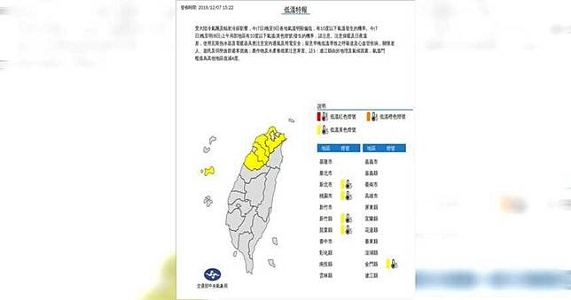 大陸冷氣團來襲　今晚明晨低溫恐不到10度