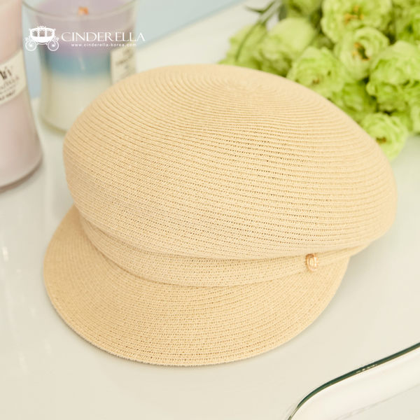 正韓 金色皇冠綴飾藤編軍帽 ACA190667