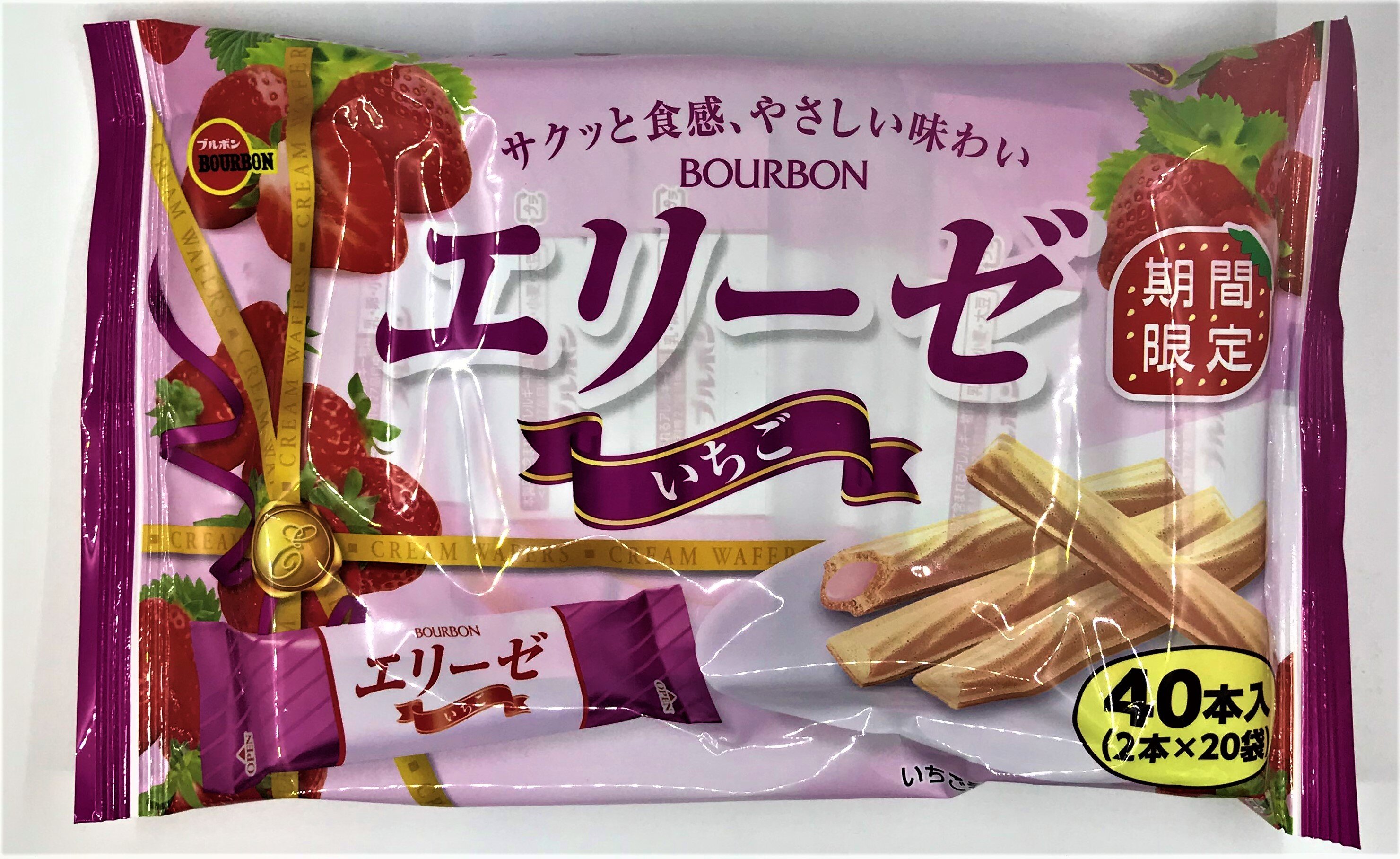 [哈日小丸子]北日本愛麗絲威化棒-草莓奶油風味(2入*20袋)