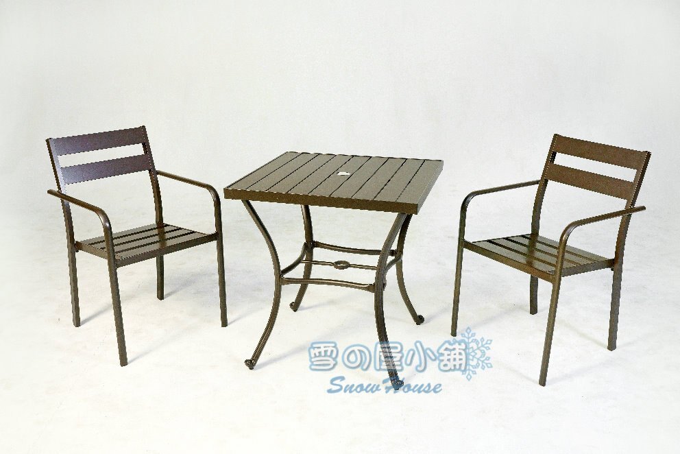 ╭☆雪之屋小舖☆╯70cm鋁合金方桌/鋁合金戶外休閒桌椅/一桌二椅 A41215/A19097