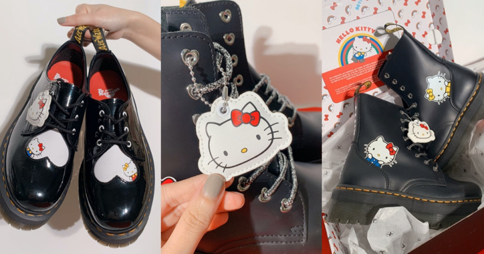 ＃Dr. Martens X Hello Kitty：Jadon HK 厚底八孔馬汀靴，$NT.8,680