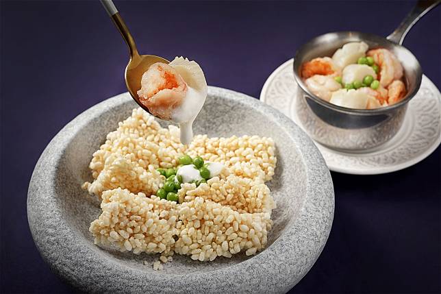 「THE上海」春季新菜白霜輕覆帶子蝦拷貝（圖/ THE上海）