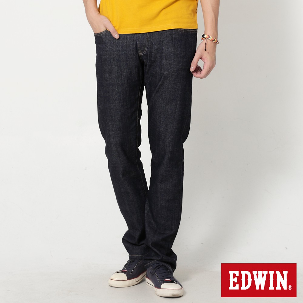EDWIN 加大碼EDGE雙層假袋蓋中直筒牛仔褲(原藍色)-男款