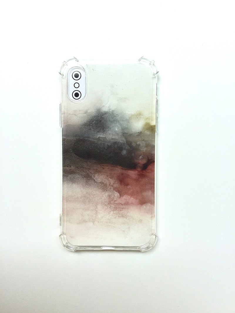 型號：IPhone X 酒精墨水畫+透明手機殼組合 夢幻抽象的畫面