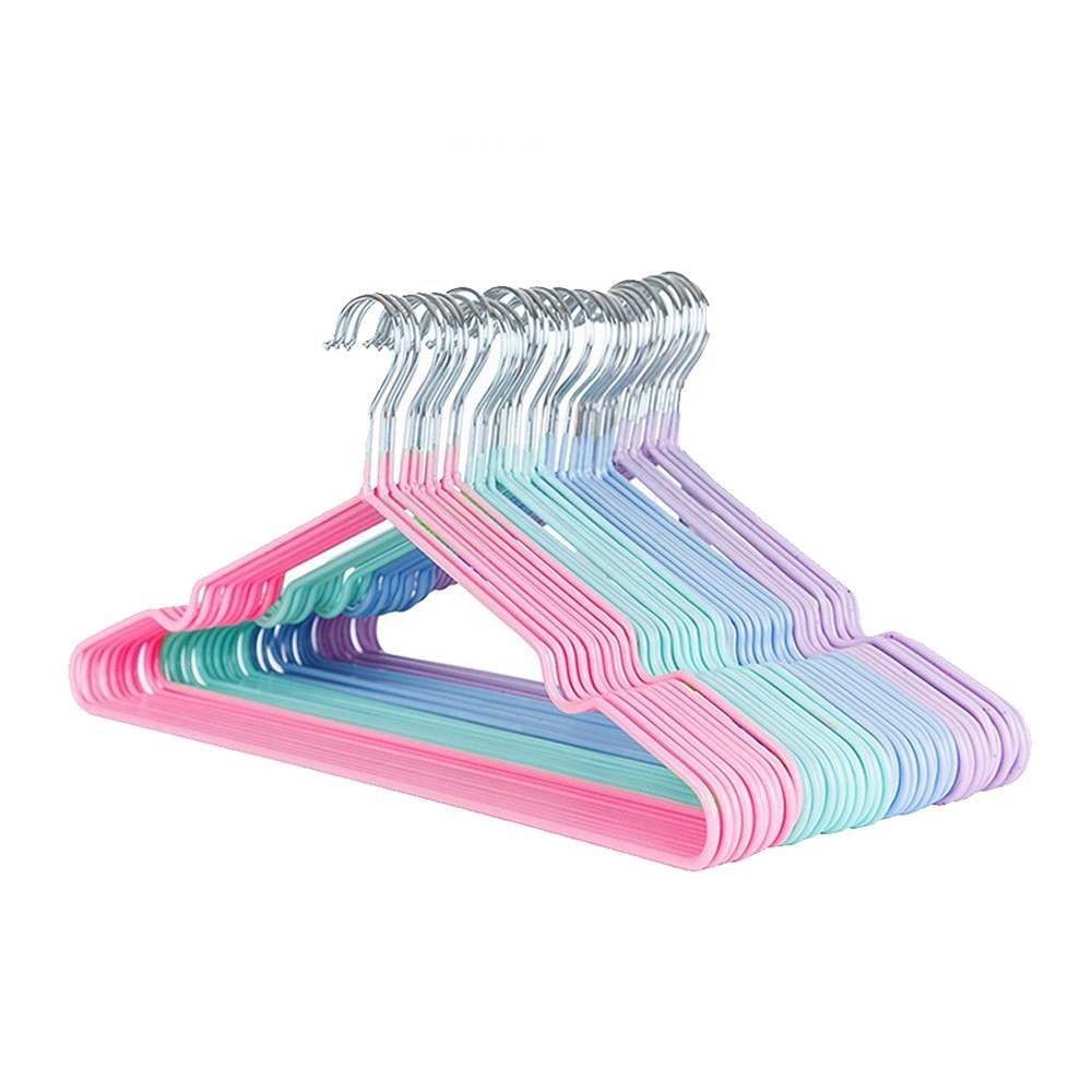 繽紛色系覆膜防滑衣架(10支/組) 曬衣架 掛衣架 吊衣架 三角衣架 防滑衣架 衣架 晾衣架 隨機出貨【網狐家居】