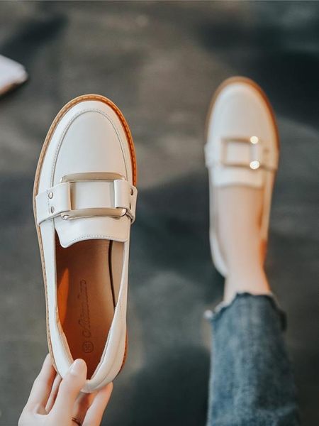 樂福鞋 小皮鞋女韓版百搭夏天學生春秋英倫單鞋春款潮鞋一腳蹬樂福鞋 【唯伊時尚】