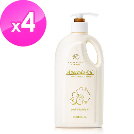 【澳洲G&M】酪梨油滋潤保濕霜含維他命E(家庭號) 500g/瓶 -4入組