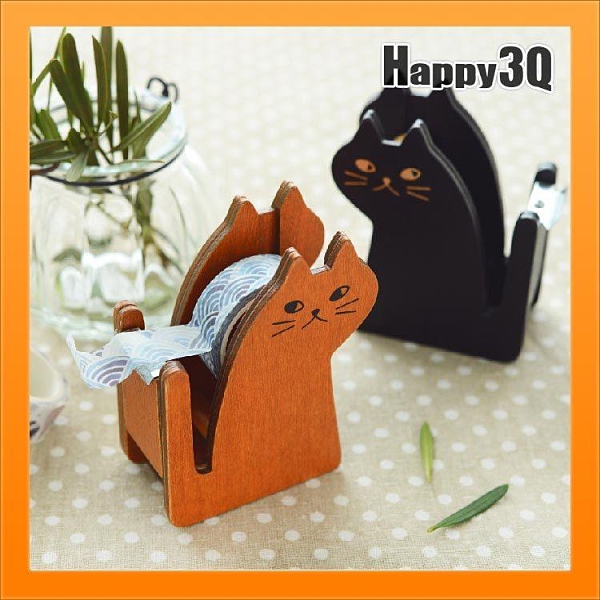 紙膠帶切割器可愛貓咪膠帶台辦公室桌面創意小物文具療癒擺飾-棕/黑【AAA3819】預購