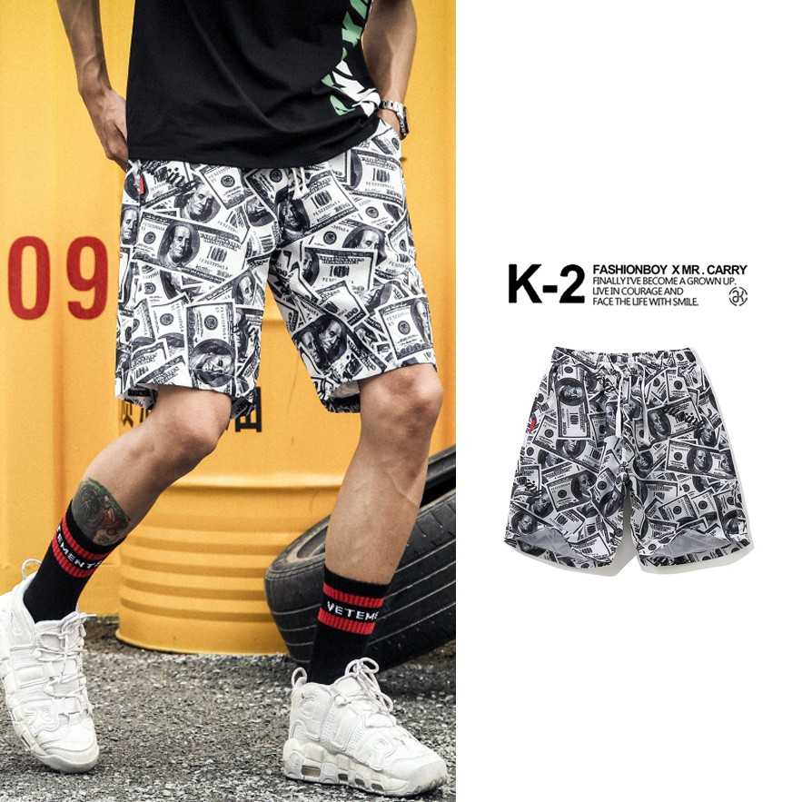 滿版美金 潮流短褲 美金 短褲 休閒短褲