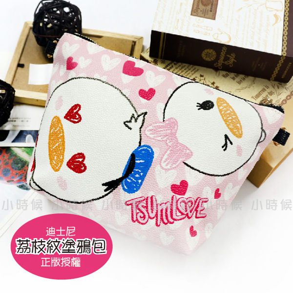 ☆小時候創意屋☆ 迪士尼 正版授權 雙頭唐老鴨 TSUM TSUM 荔枝紋 斜背包 側背包 肩背包 收納包