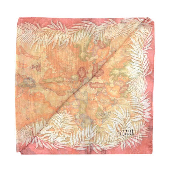 【Alviero Martini 義大利地圖包】異國風情地圖絲巾-48X180(粉紅)