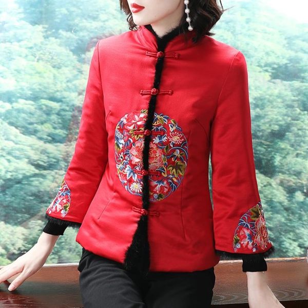 中國風夾棉加厚唐裝上衣短外套女棉衣棉服民國風棉襖2018冬裝新款