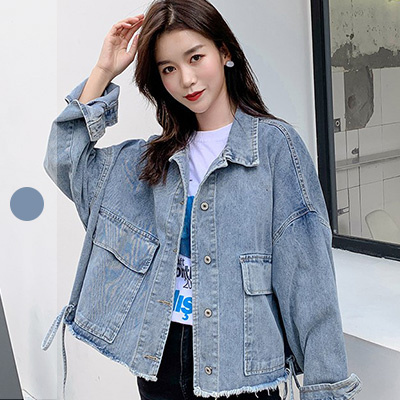 50%off shop 抽鬚綁帶牛仔外套【005342bcan】