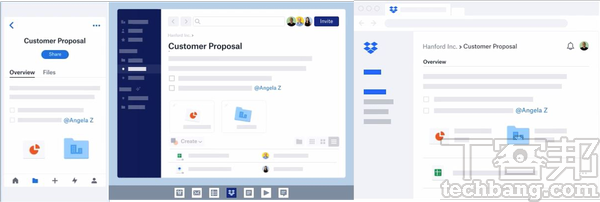 Dropbox 也提供行動版和網頁版，無論使用何種裝置檔案都能將圖片、檔案集中存放在同一個位置，隨時隨地即時存取。 