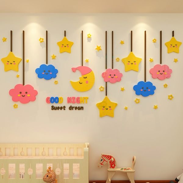 壁貼 卡通星星亞克力牆貼3d立體幼兒園牆面布置兒童房臥室牆壁裝飾貼紙