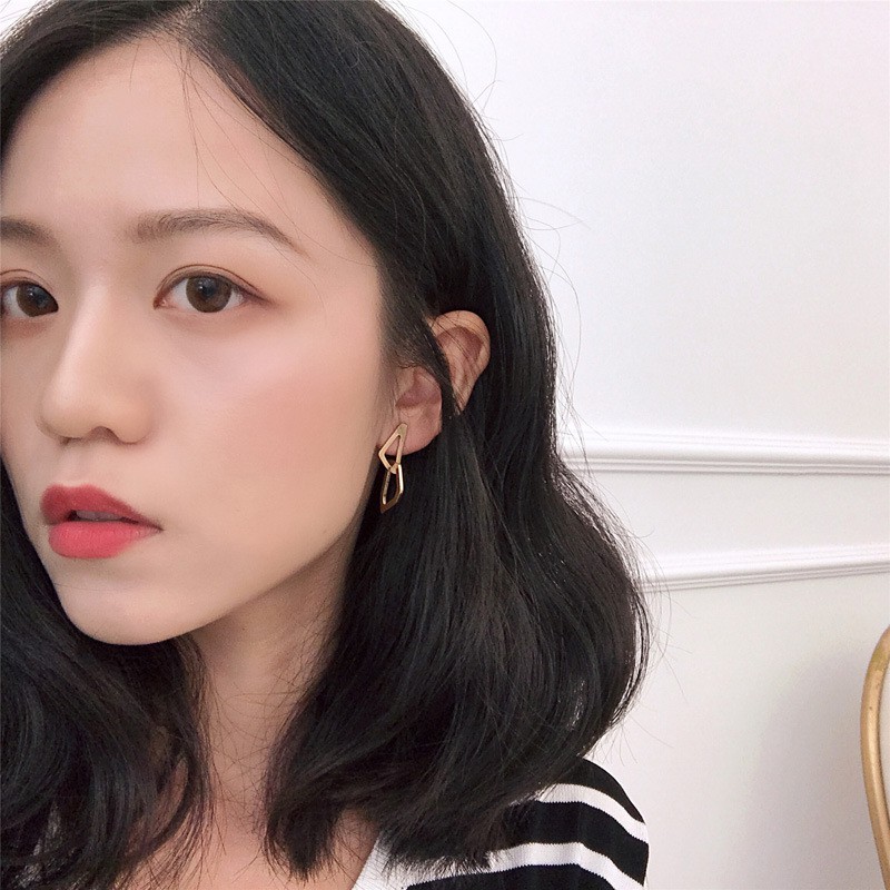 【現貨】【銀針飾品】韓風耳環 幾何相扣款 韓國款