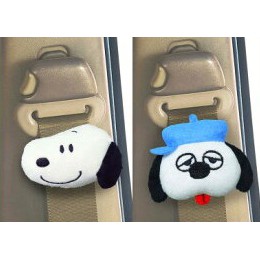 車之嚴選 cars_go 汽車用品【SN124】日本SNOOPY 史奴比+奧拉夫 頭型 安全帶鬆緊扣固定夾(2入組)