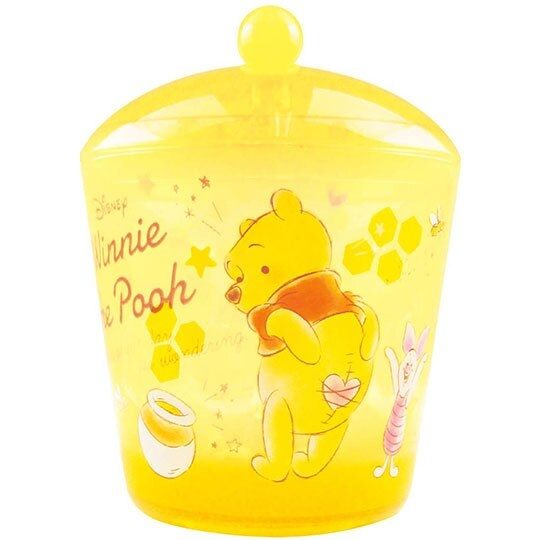 〔小禮堂〕迪士尼 小熊維尼 圓形壓克力拿蓋收納罐《透明黃》置物罐.棉花罐.收納盒 4548626-09308