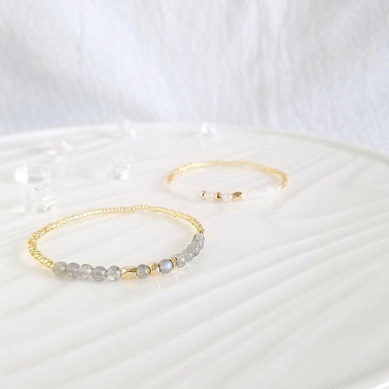 拉長石 / 月亮石 簡約水晶手鍊 | 旺人緣 旺桃花 提升自信 開運