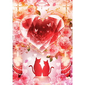 Pink heart jewel and cats
