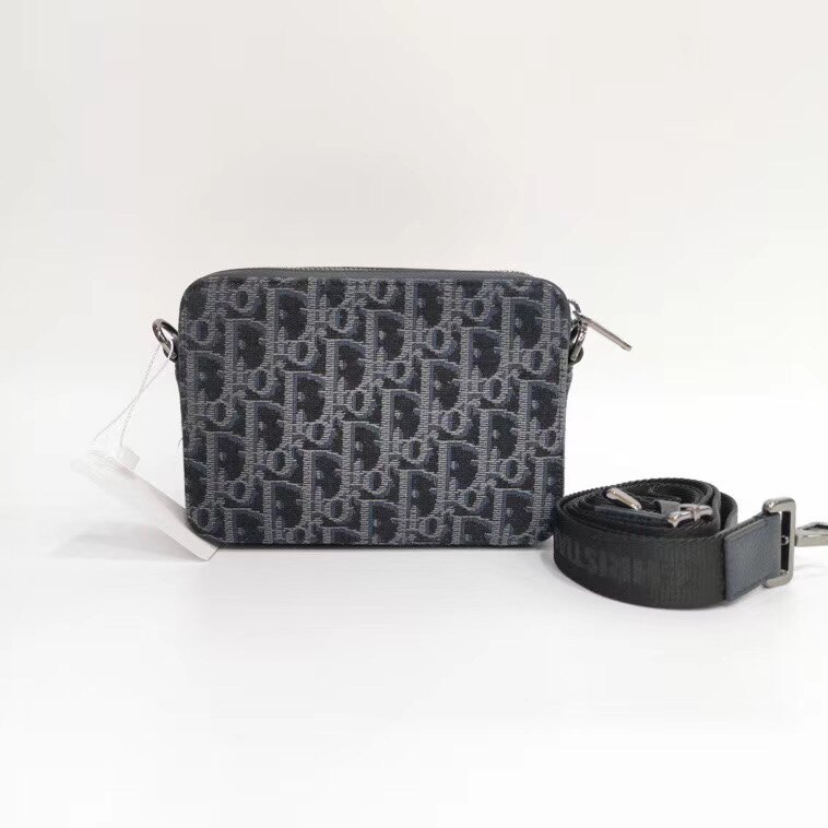 【Chiu189英歐代購】DIOR OBLIQUE 圖案藍色緹花 黑色 手拿包 老花 雙層 迪奧相機包