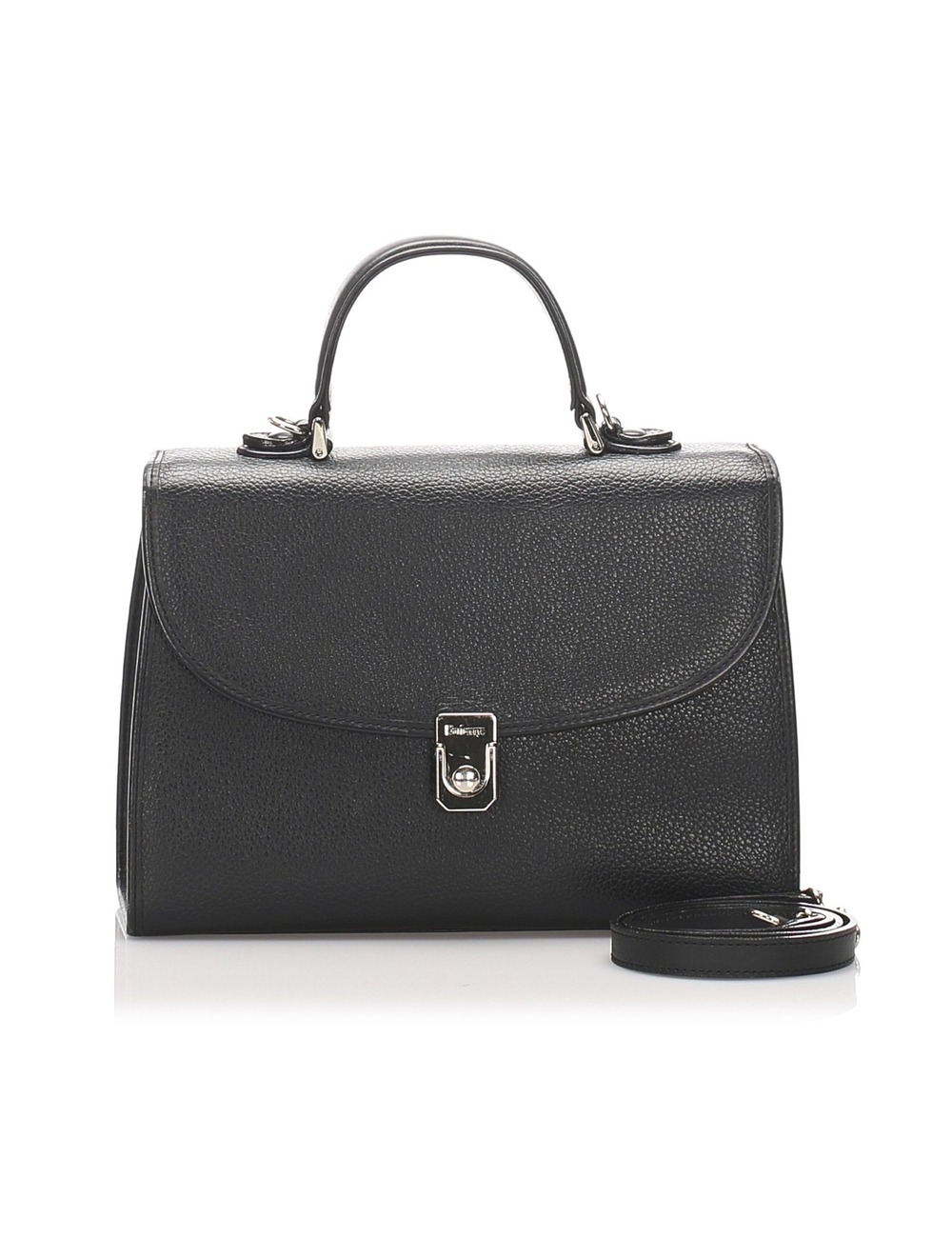 Product Details: Black Burberry Leather Satchel Bag. This satchel features a leather body, a flat le