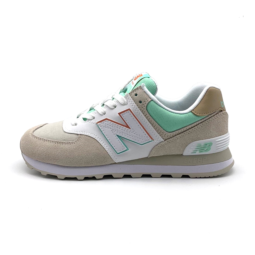 NEW BALANCE 女復古休閒鞋-ML574SCE-D574 新色更新，粉嫩淡色系代表春天氣息，色塊拼接更顯活潑鞋面材質 麂皮/網布大底設計 橡膠大底中底設計 ENCAP