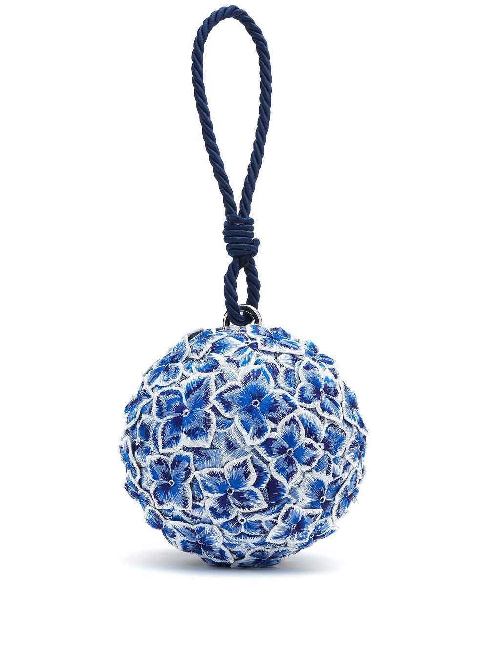 Oscar de la Renta - floral-appliqué sphere clutch bag - women - Viscose/Silk - One Size - Blue