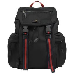 GUCCI 429037 虎頭 LOGO 翻蓋雙扣帆布後背包.黑