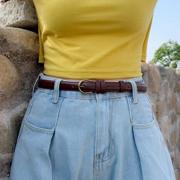 腰帶網紅同款腰帶女簡約百搭小細復古ins風裝飾褲帶黑色牛仔褲腰帶 晶彩生活