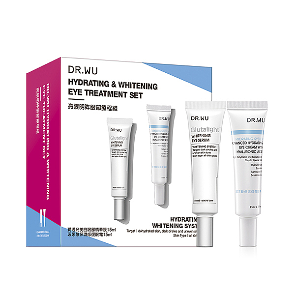 1.DR.WU潤透光美白眼部精華液15ml 2.DR.WU玻尿酸保濕修復眼霜15ml