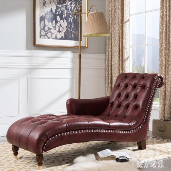 美式貴妃椅 美人榻臥室單扶手皮質臥室客廳貴妃躺椅懶人沙發小戶型 zh5595【美好時光】