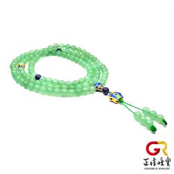 【正佳珠寶】綠東陵玉 青陽嫩綠平安轉運珠 108顆 綠東菱玉念珠佛珠｜特製棉繩