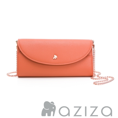 aziza FAY可拆式鏈帶手拿皮夾包 珊瑚紅
