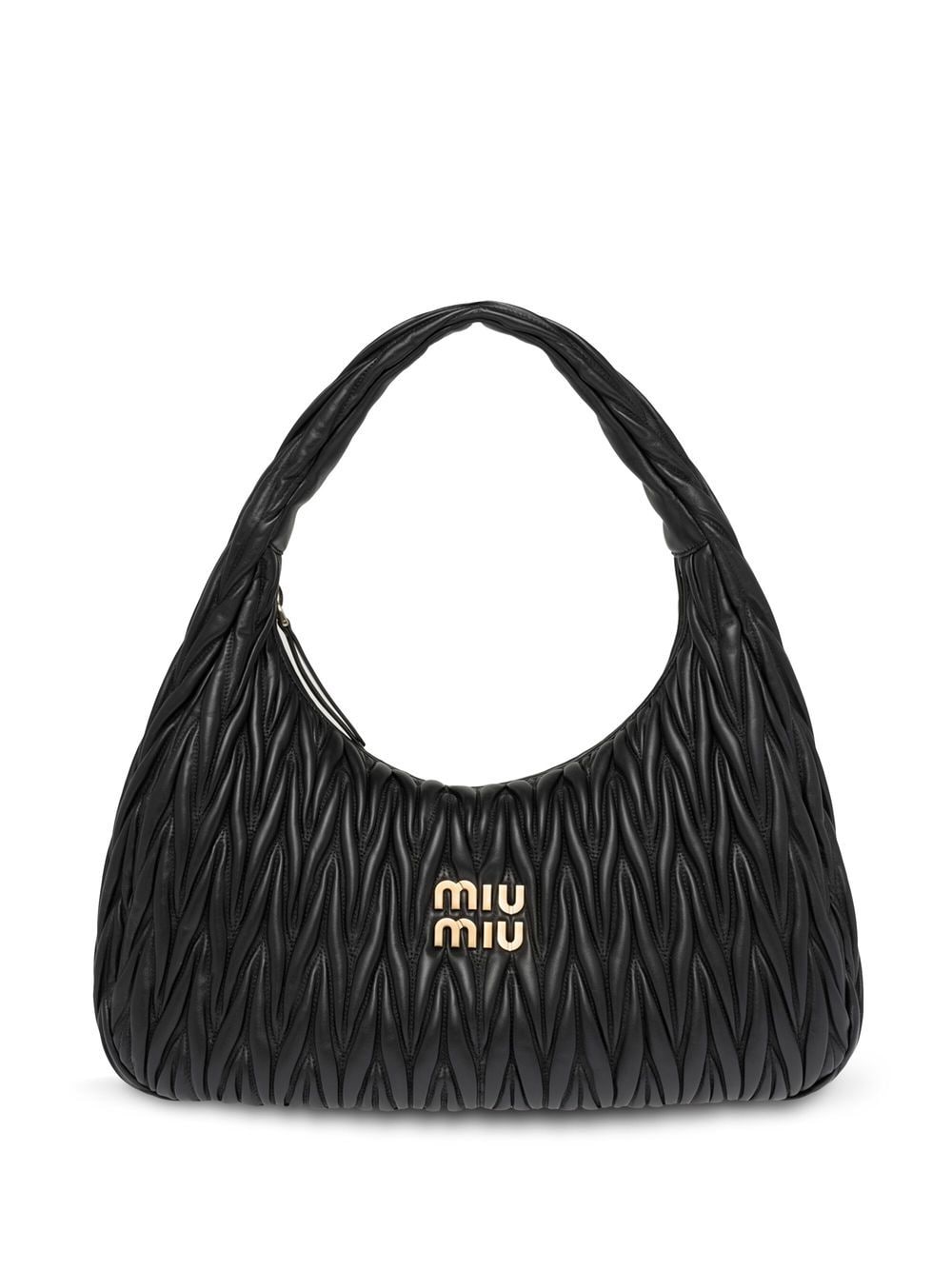 Miu Miu - large Wander matelassé shoulder bag - women - Nappa Leather/Cotton/Satin - One Size - Black