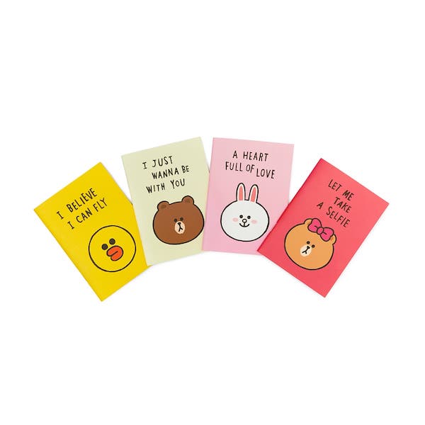 熊大 兔兔 莎莉 熊美 內心話A5筆記本 （4入組） 每個角色都有一句想對你說的話。 商品規格 ✦ 產地：韓國 ✦ 材質：紙 ✦ 尺寸：140X100X3mm 注意事項 1. 本館商品提供七日鑑賞期內