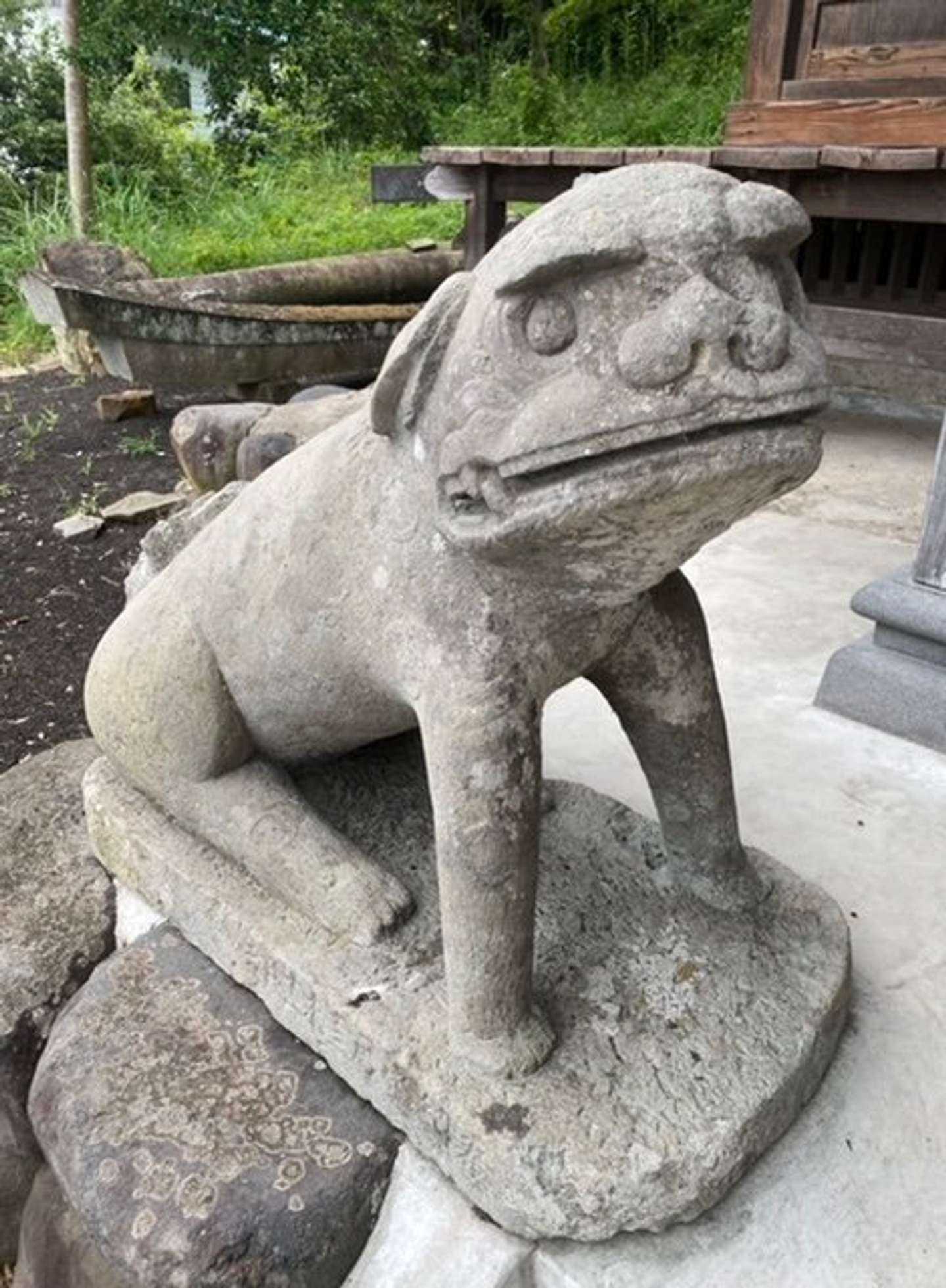 ユルいにもほどがある 江戸時代の職人が作った狛犬が「鼻ペチャ犬