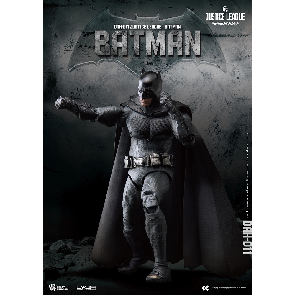 野獸國旗下究極英雄系列(Dynamic 8ction Heroes)改版再升級，重現《正義聯盟》(Justice League)中，既是超級英雄、也是團隊中唯一的普通人－蝙蝠俠。採用華納官方所提供演員