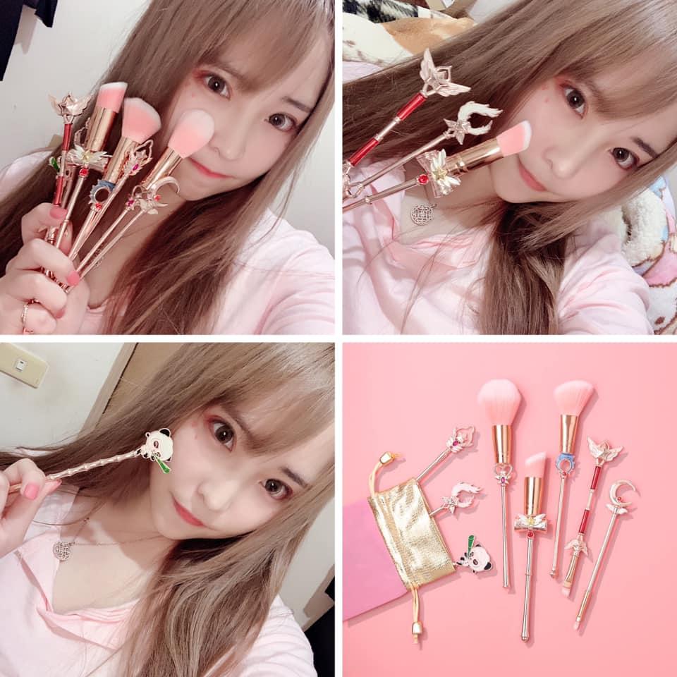 庫洛魔法使8件套化妝刷組❤散粉刷 腮紅刷 圓頭粉底刷 眉梳刷 唇刷 眼影刷 斜眉刷 小號眼影刷 刷具組 小櫻小狼