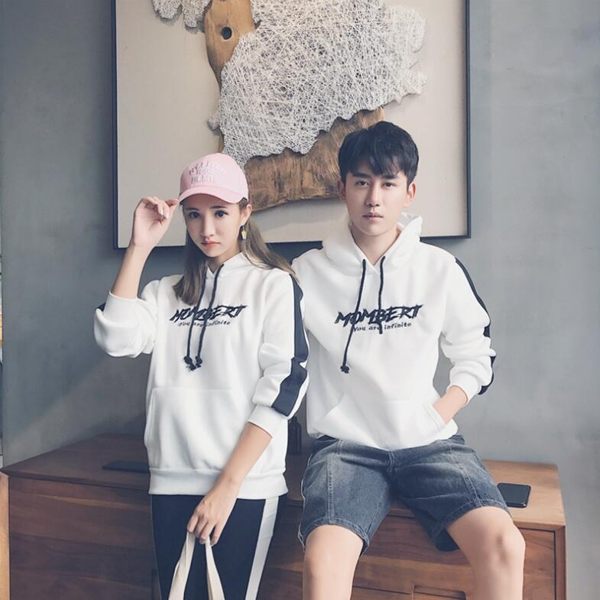2018情侶裝衛衣女 加絨加厚原宿風情侶裝 秋冬新款加厚連帽衛衣 寬松加絨連帽外套 長袖百搭情侶