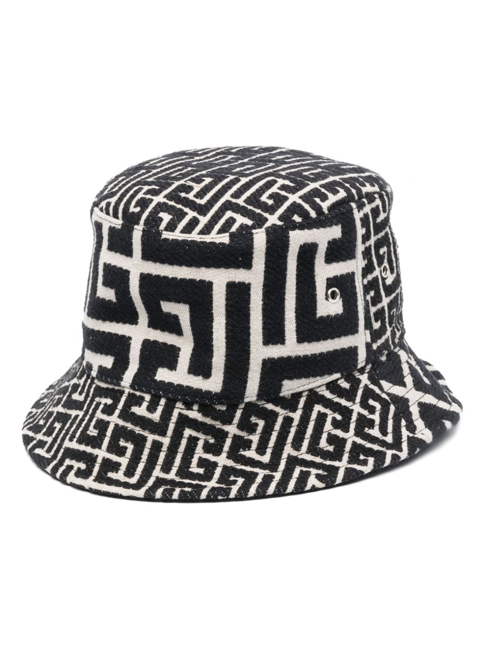 Balmain - monogram-print bucket hat - unisex - Cotton/Polyester/Cotton/Polyester - 2 - Black