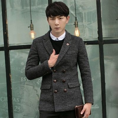 毛呢外套-羊毛修身西裝領商務男雙排扣大衣2色72ar19【巴黎精品】