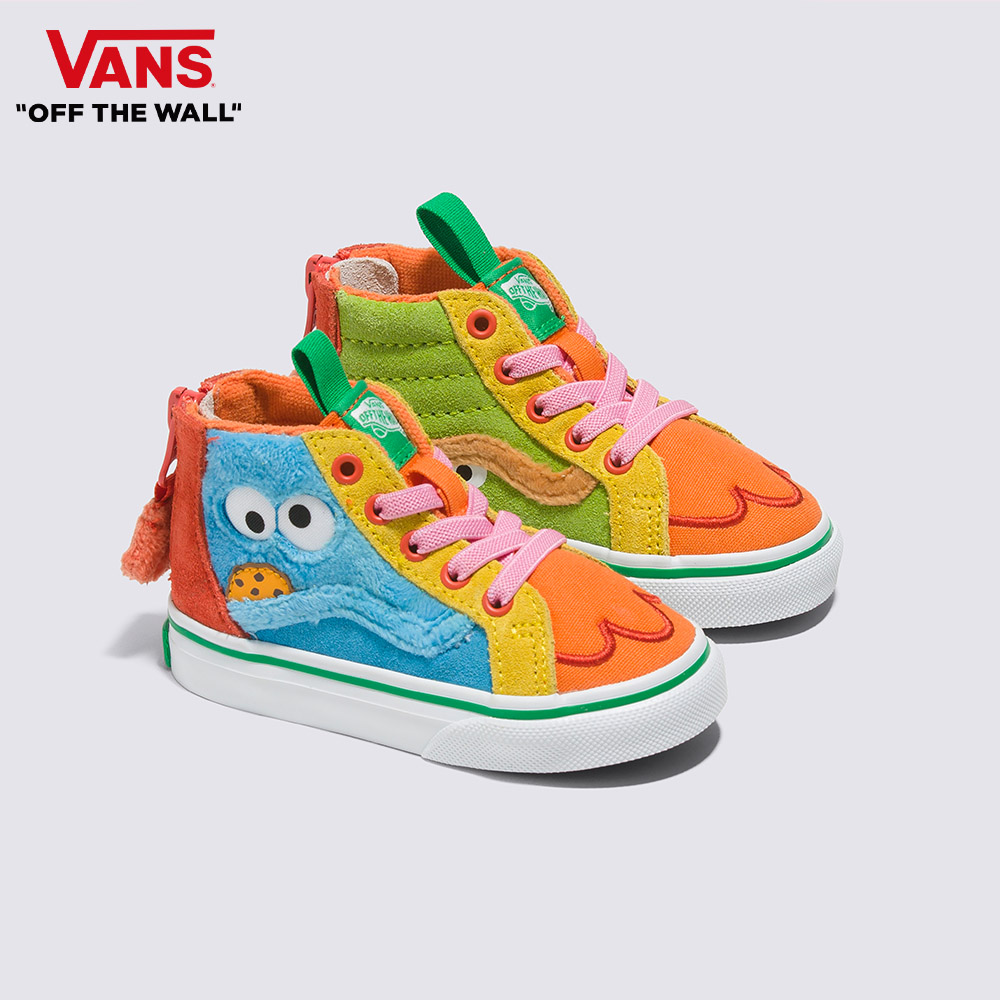 Vans x 芝麻街 Sk8-Hi Zip 小童款彩色拼布滑板鞋