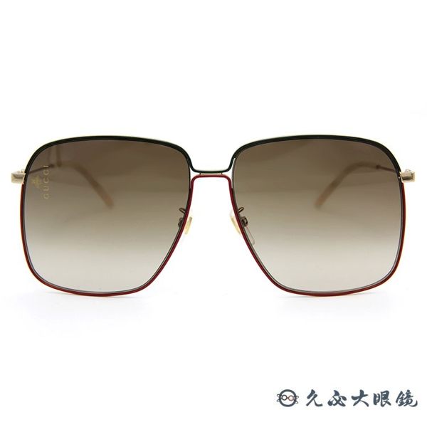 GUCCI 墨鏡 時尚大框 太陽眼鏡 GG0394S 003 紅綠 久必大眼鏡