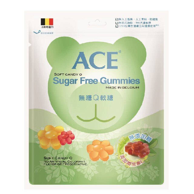 【ACE】無糖Q軟糖量販包240公克/袋 (比利時進口)(3月中到貨)