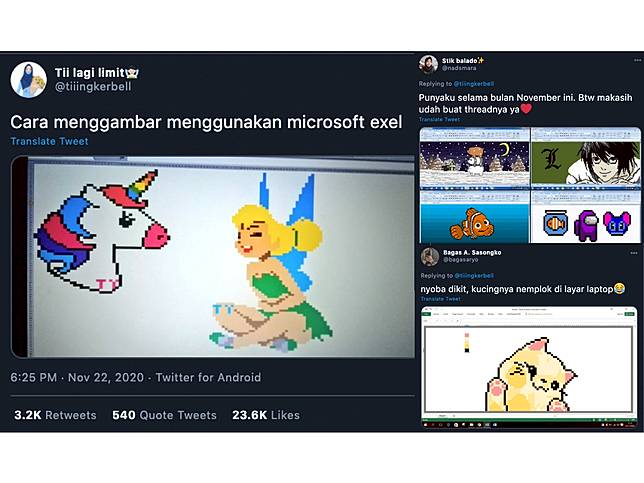 Kreatif Netter Menggambar Dengan Excel Dan Saling Bagikan Karya Di Medsos Trending Now Line Today