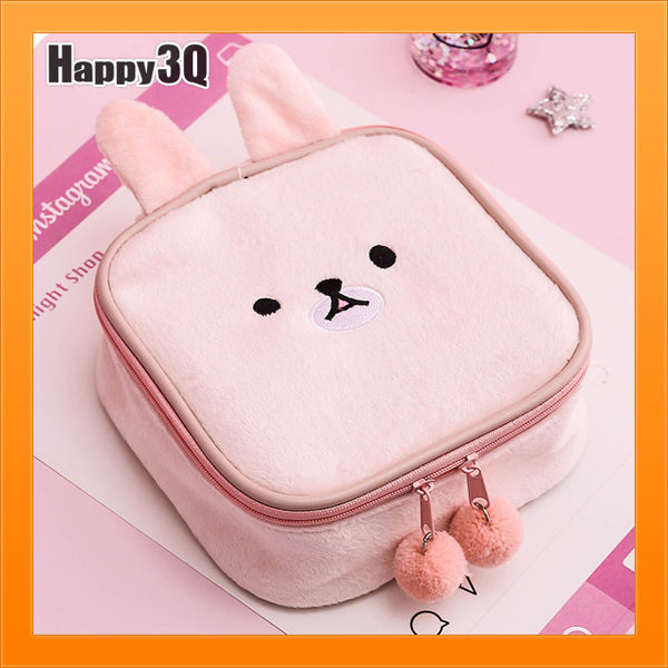 兔子造型毛絨飾品包貓造型化妝品包小物包少女心保養品包-白/灰/粉/棕【AAA4556】預購
